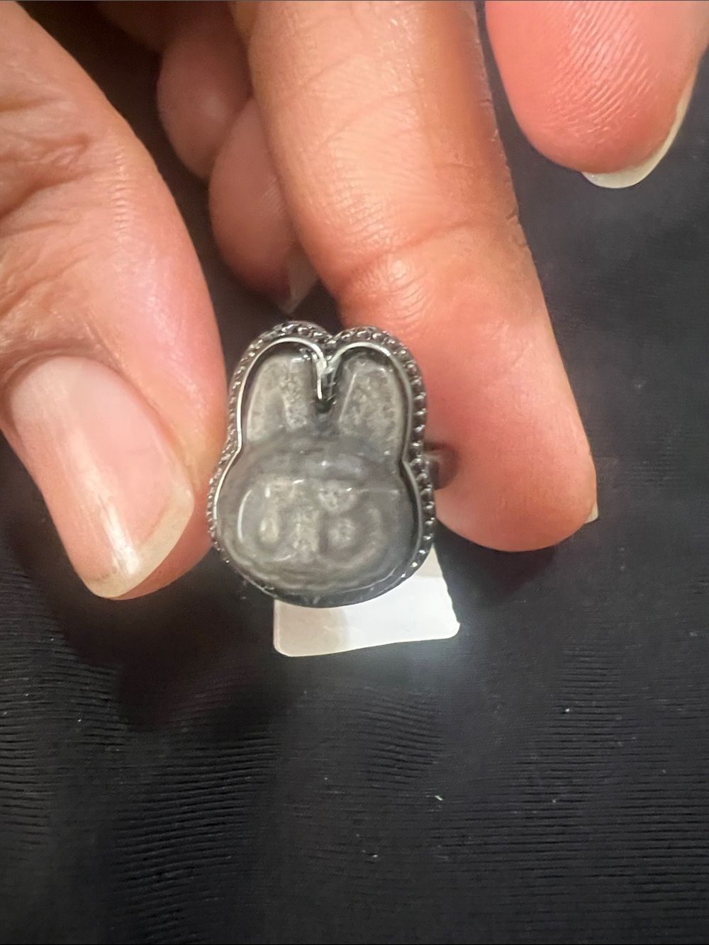 Cute labubu ring Face Silver-Tone Ring - Women's Jewelry